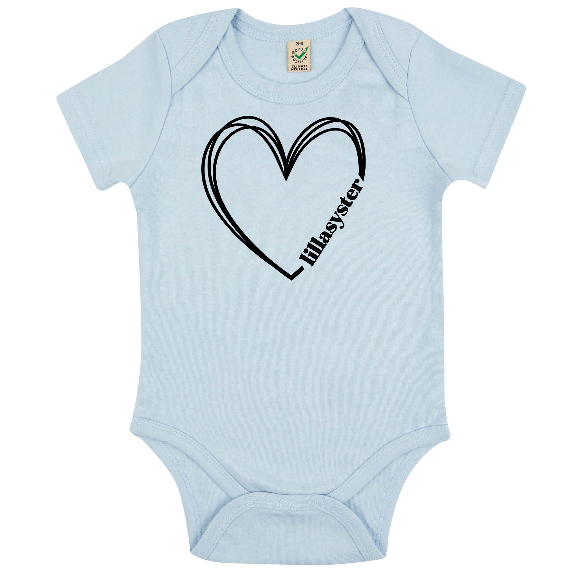 Lillasyster Hjärta Babybody Nyfödd-Lovely Text