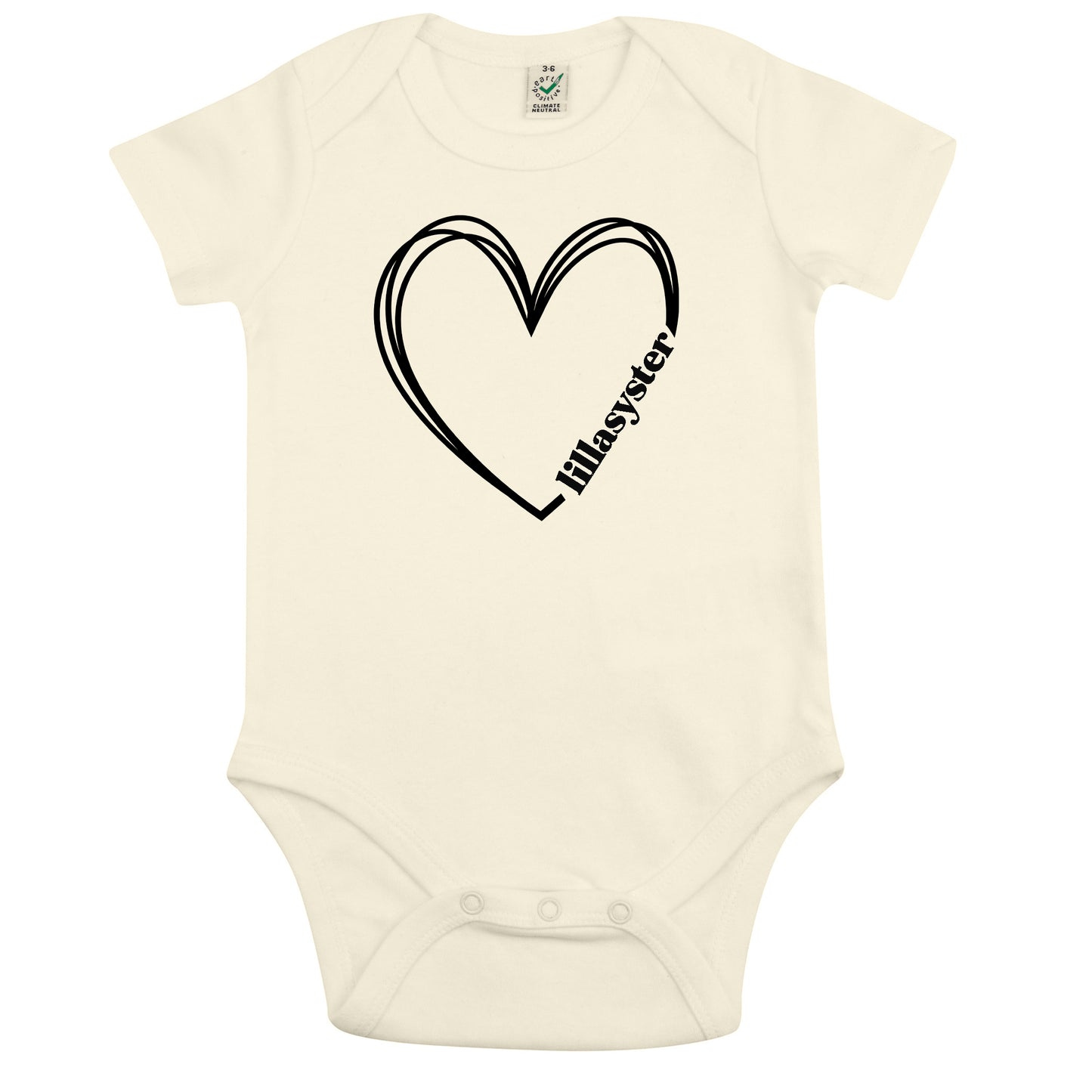Lillasyster Hjärta Babybody Nyfödd-Lovely Text