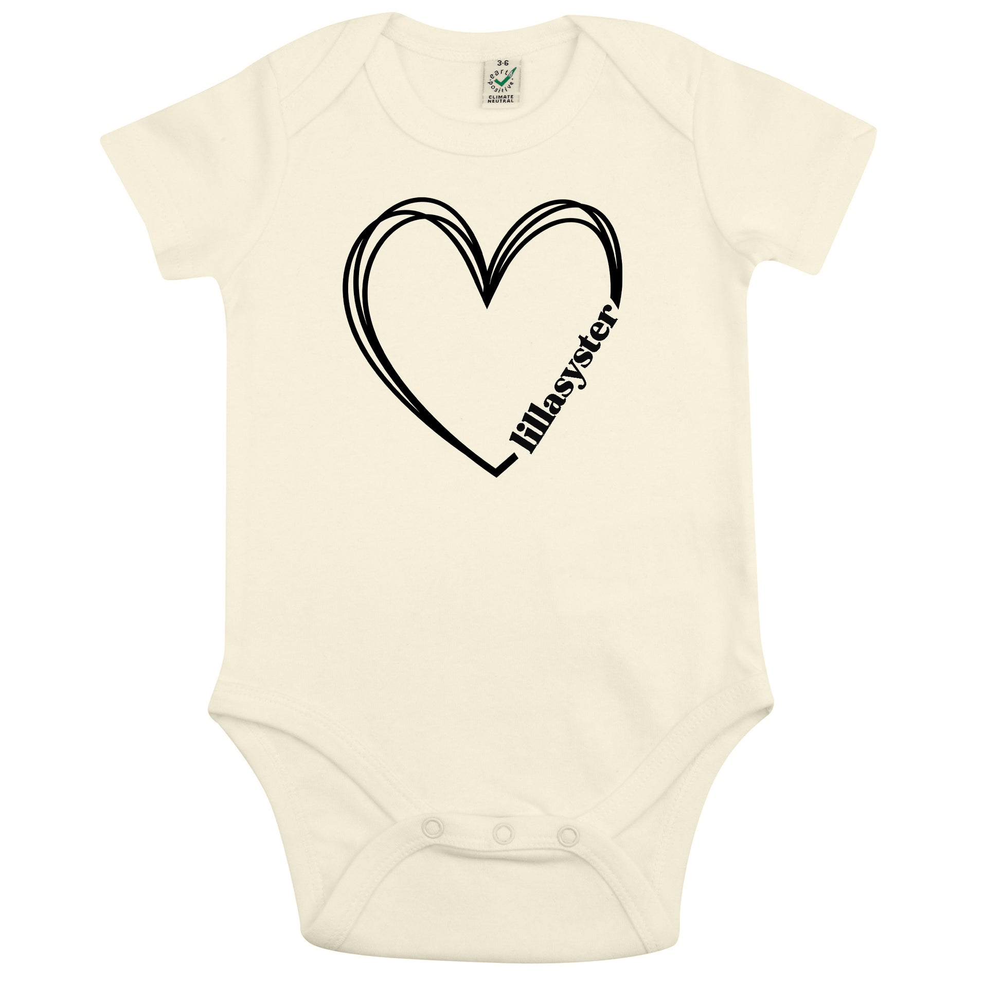 Lillasyster Hjärta Babybody Nyfödd-Lovely Text