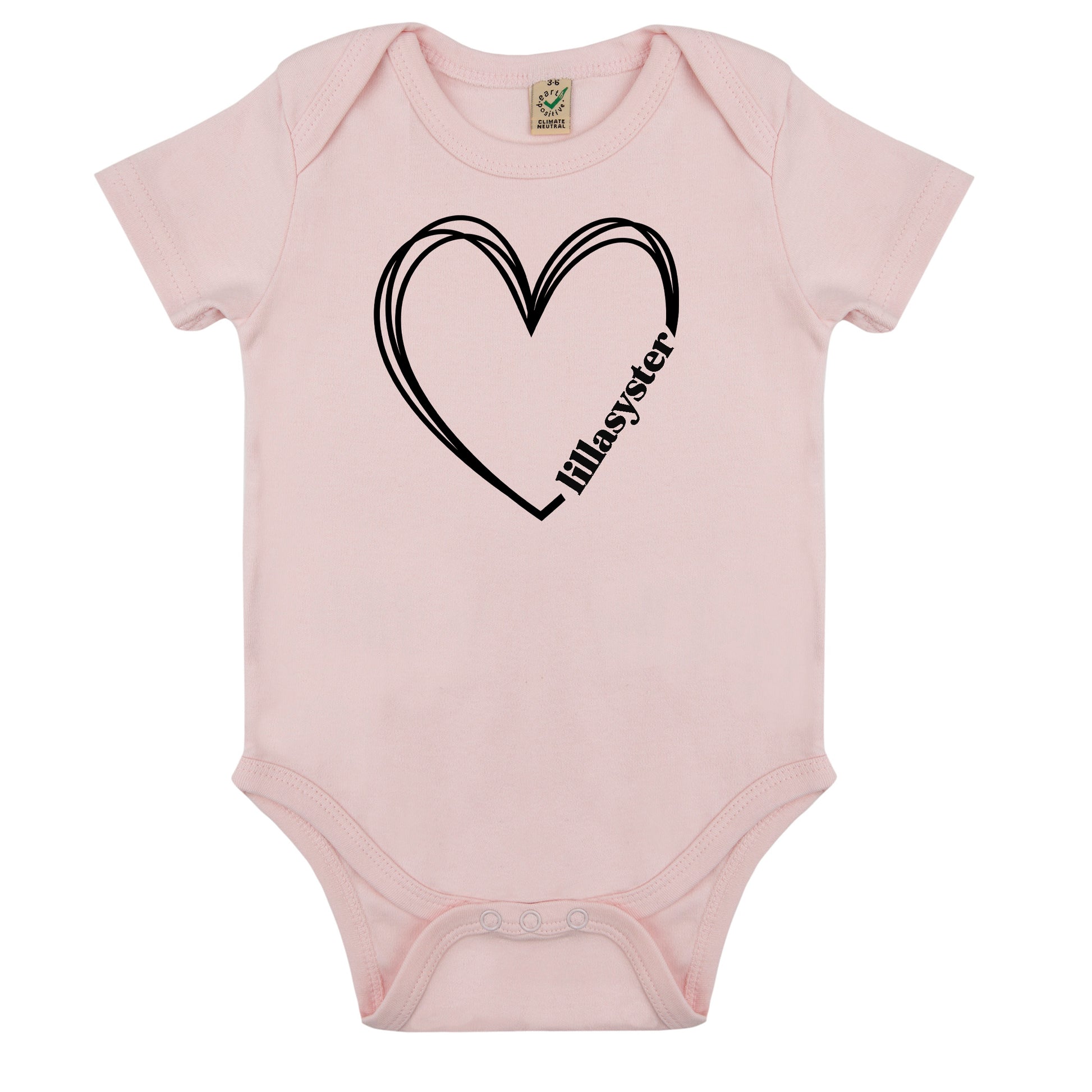 Lillasyster Hjärta Babybody Nyfödd-Lovely Text