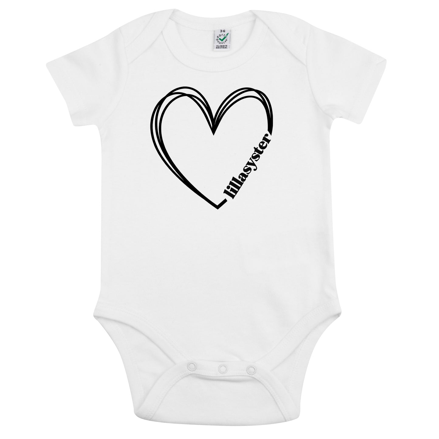 Lillasyster Hjärta Babybody Nyfödd-Lovely Text