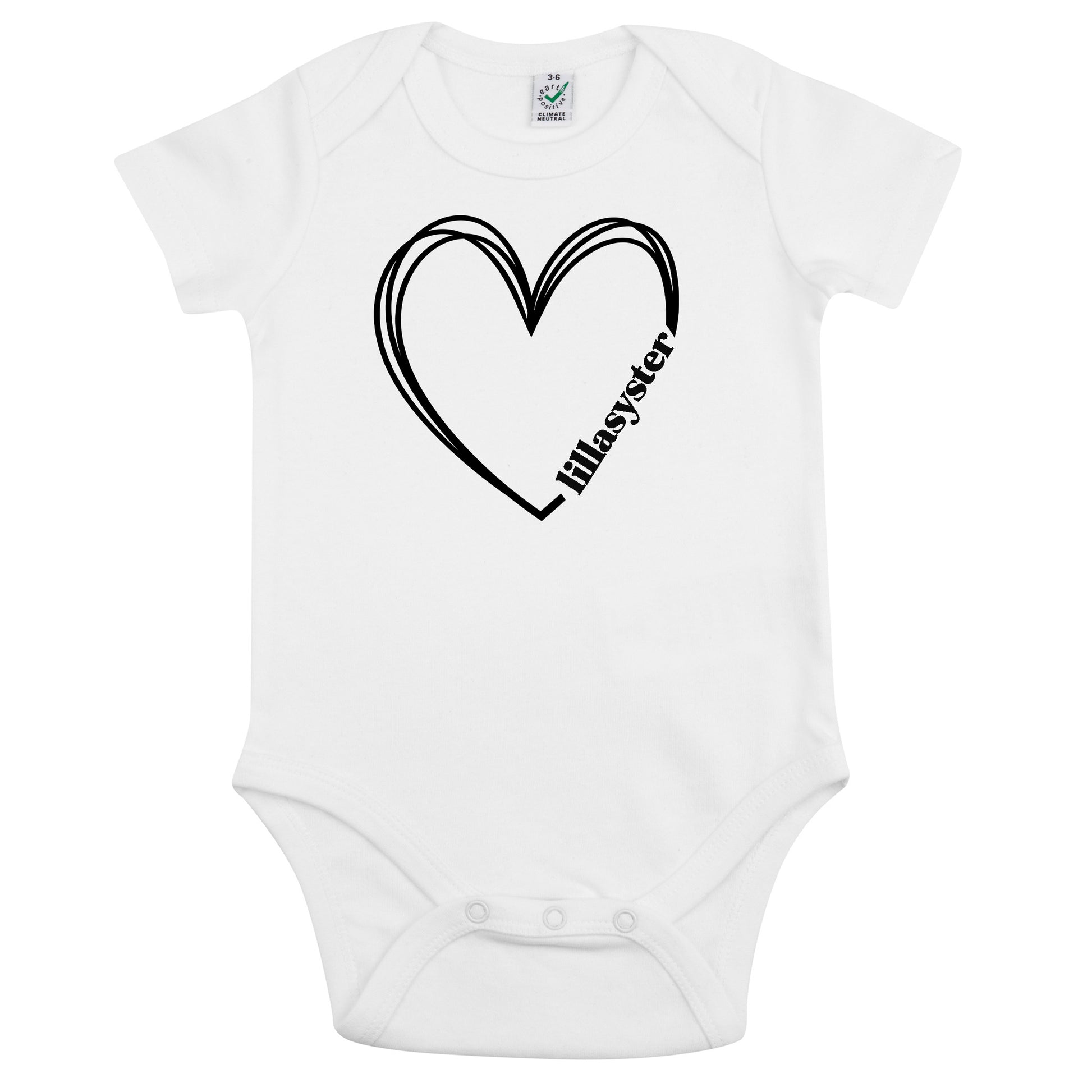 Lillasyster Hjärta Babybody Nyfödd-Lovely Text