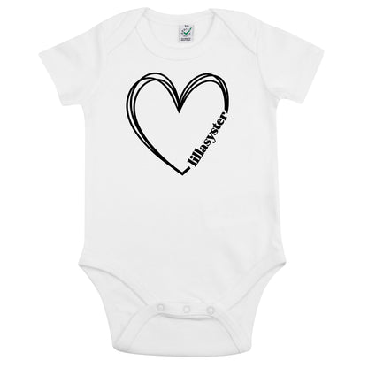 Lillasyster Hjärta Babybody Nyfödd-Lovely Text