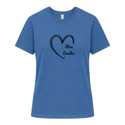 Personlig Mamma T-shirt med Hjärta & Barnens Namn