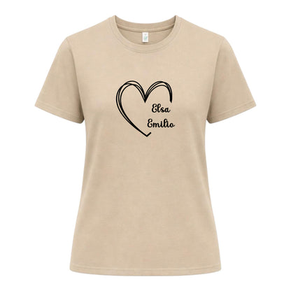 Personlig Mamma T-shirt med Hjärta & Barnens Namn