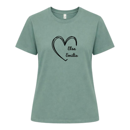 Personlig Mamma T-shirt med Hjärta & Barnens Namn