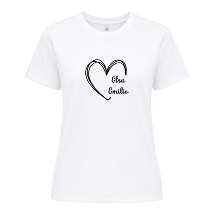 Personlig Mamma T-shirt med Hjärta & Barnens Namn