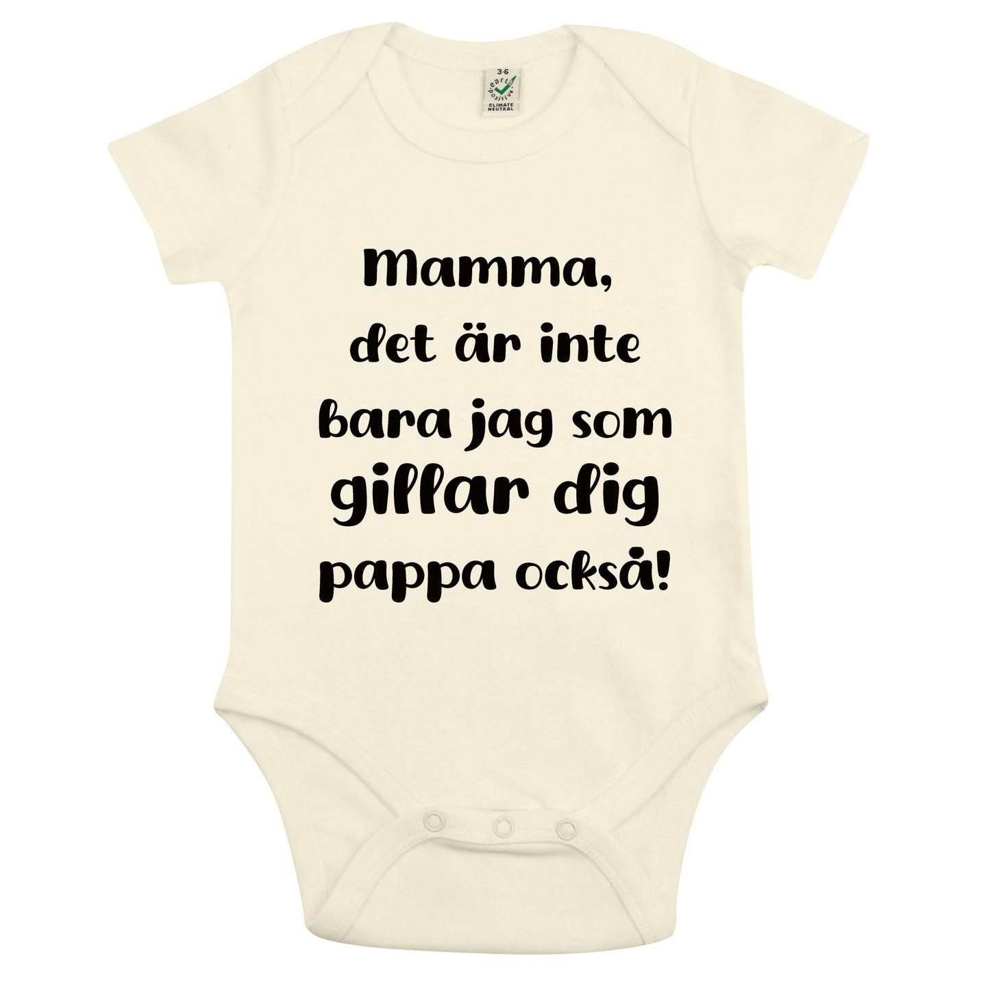 Babybody med kärlekshälsning – från mamma eller pappa-Lovely Text