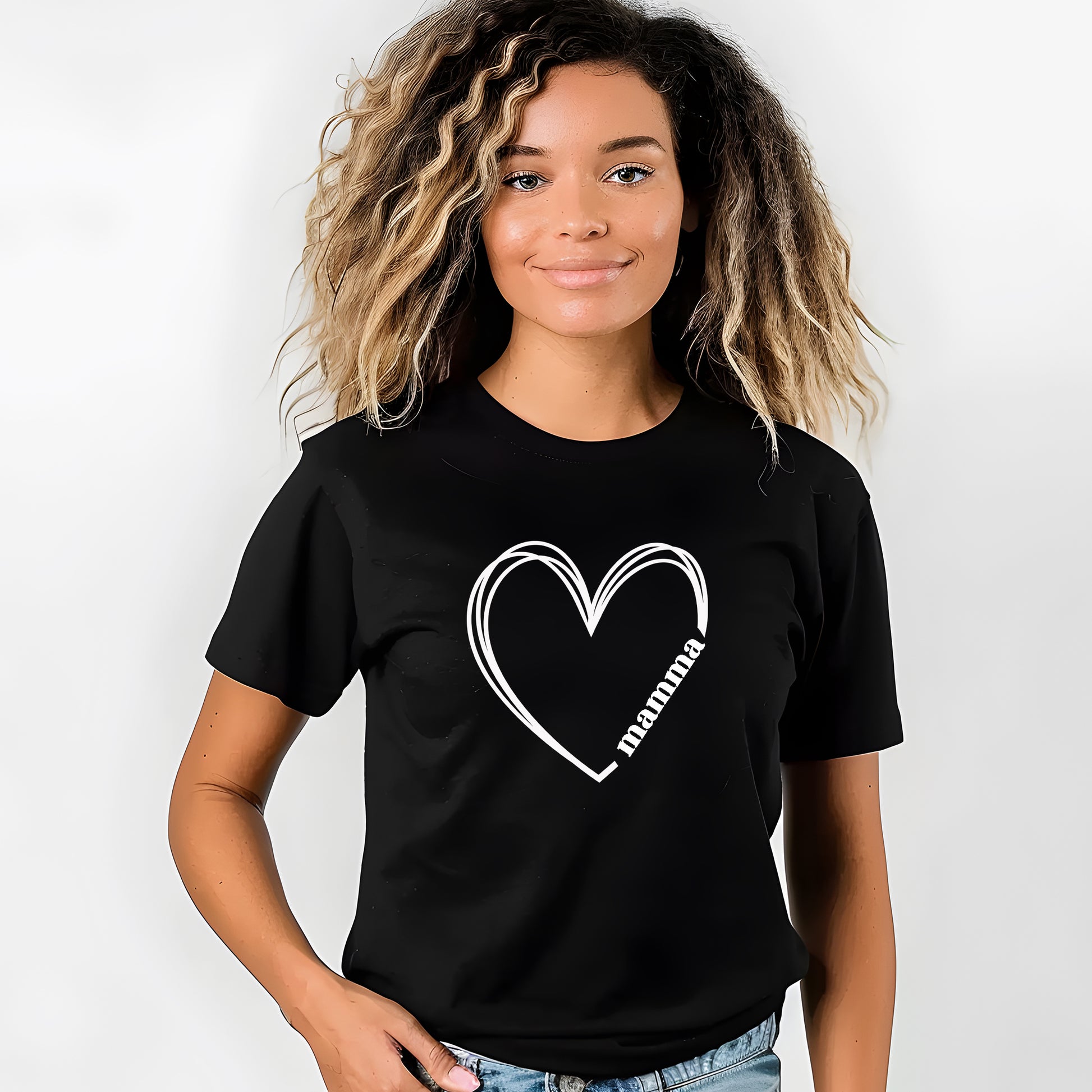 T-shirt med Hjärta & Mamma-Lovely Text