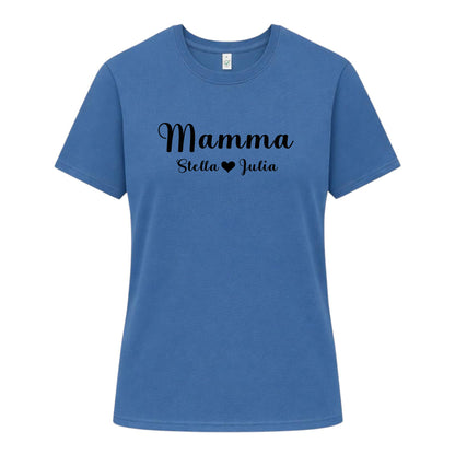 Elegant Personlig Mamma T-shirt med Barnens Namn