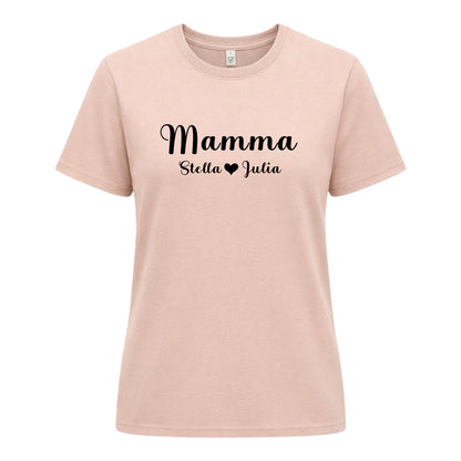 Elegant Personlig Mamma T-shirt med Barnens Namn