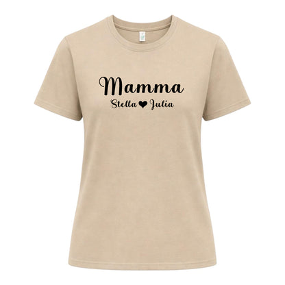 Elegant Personlig Mamma T-shirt med Barnens Namn