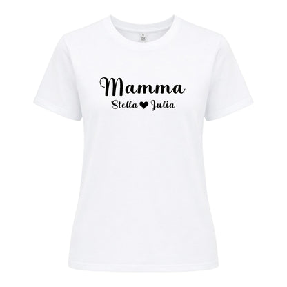Elegant Personlig Mamma T-shirt med Barnens Namn