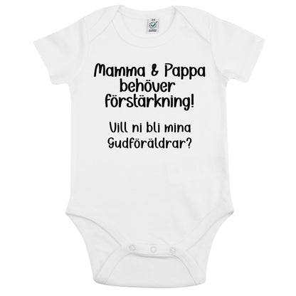 Mamma & Pappa behöver förstärkning – Personlig Babybody-Lovely Text