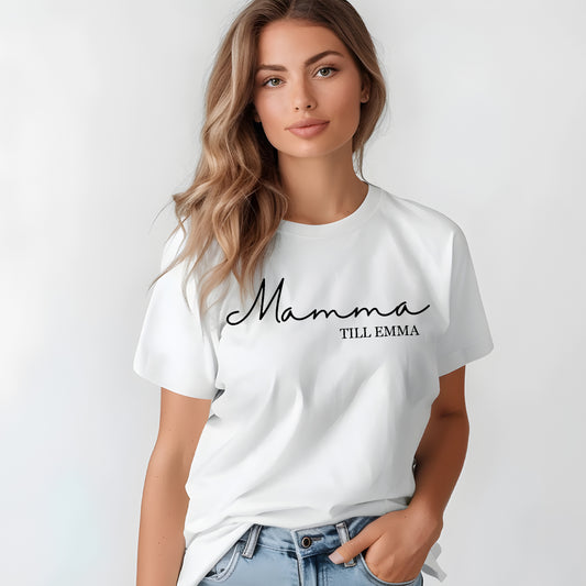 Personlig T-shirt för Mamma med Barnens Namn-Lovely Text