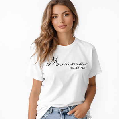 Personlig Mamma T-shirt med Barnens Namn – Perfekt Present