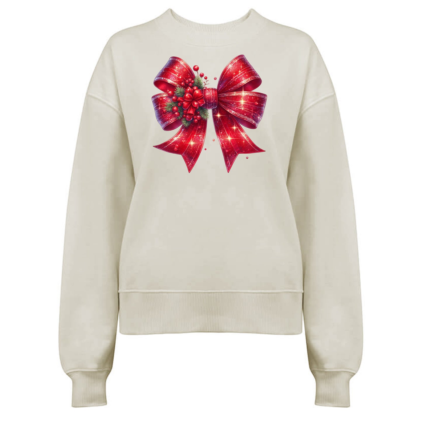 Röd Glittrig Jultröja med Mistletoe Rosett – För En Glittrande Jul-Lovely Text