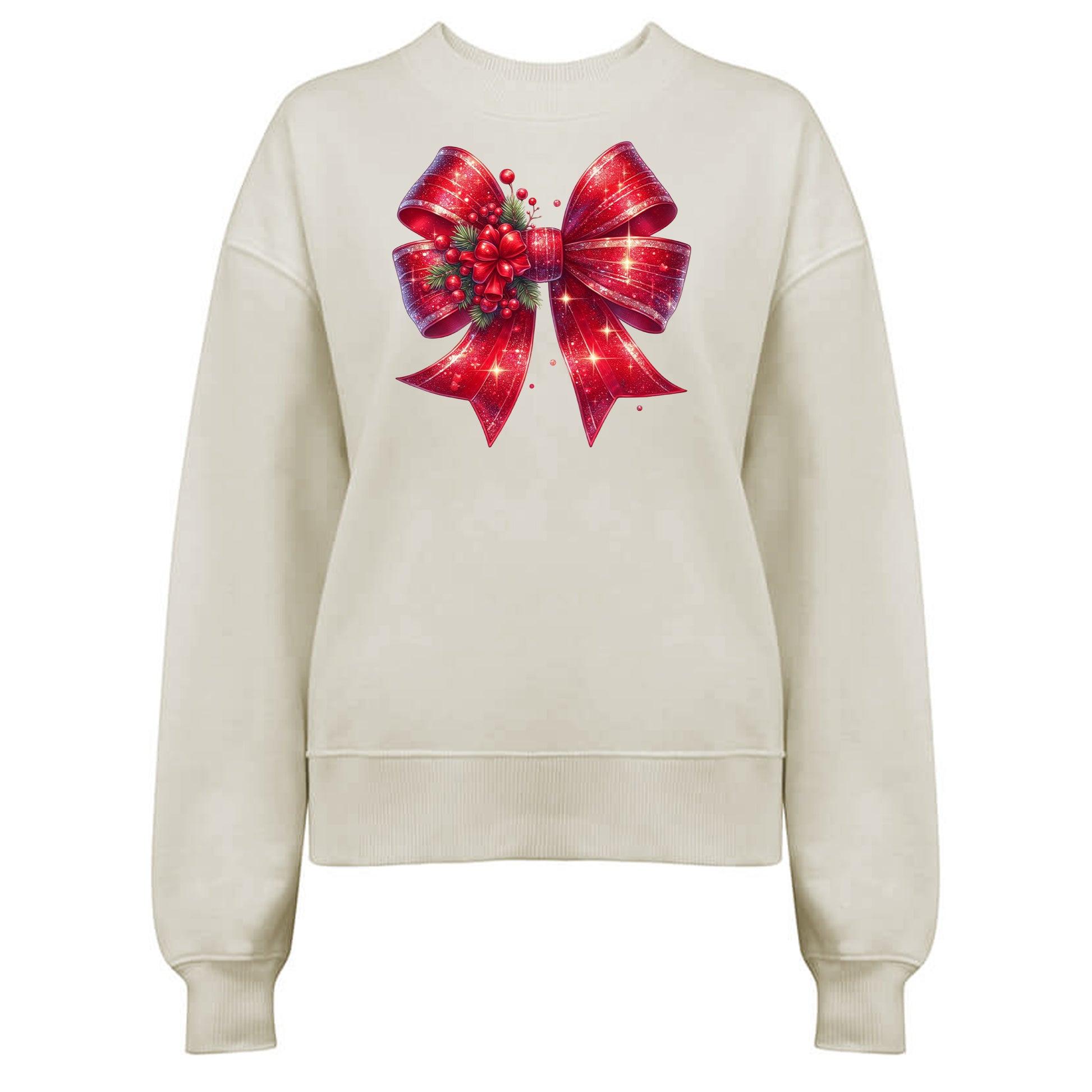 Röd Glittrig Jultröja med Mistletoe Rosett – För En Glittrande Jul-Lovely Text