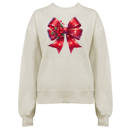 Röd Glittrig Jultröja med Mistletoe Rosett – För En Glittrande Jul-Lovely Text