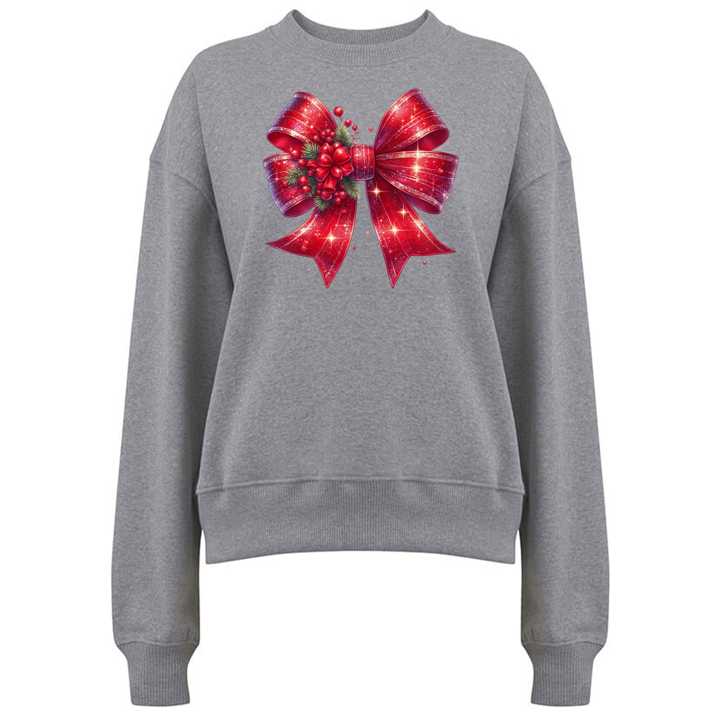 Röd Glittrig Jultröja med Mistletoe Rosett – För En Glittrande Jul-Lovely Text