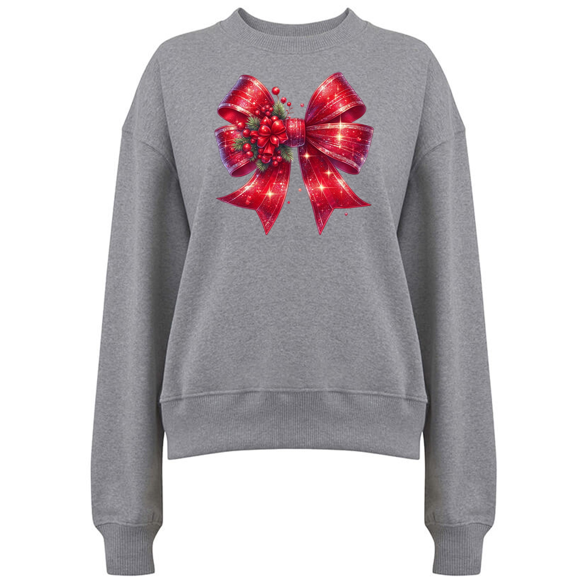 Röd Glittrig Jultröja med Mistletoe Rosett – För En Glittrande Jul-Lovely Text