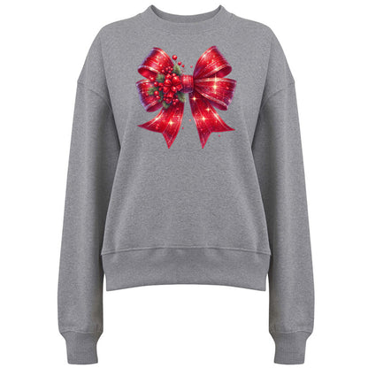 Röd Glittrig Jultröja med Mistletoe Rosett – För En Glittrande Jul-Lovely Text