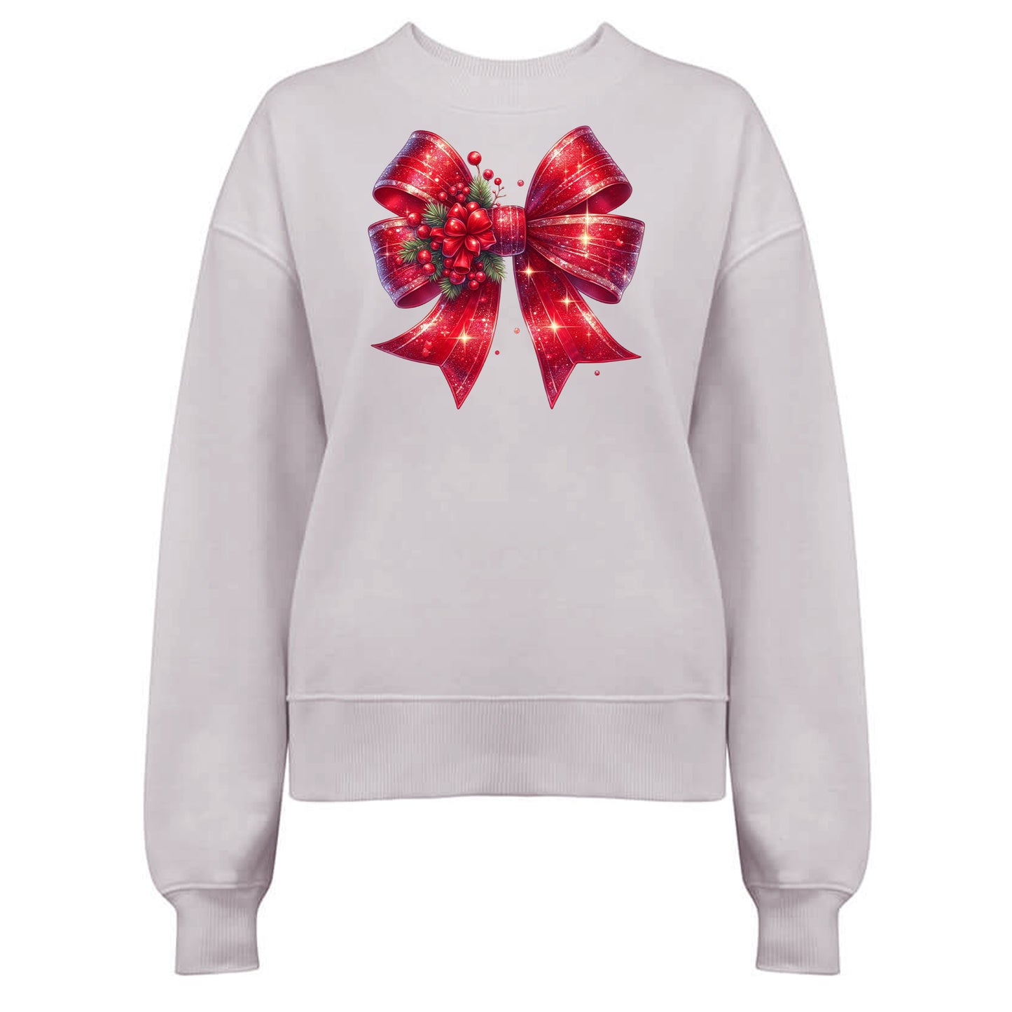 Röd Glittrig Jultröja med Mistletoe Rosett – För En Glittrande Jul-Lovely Text