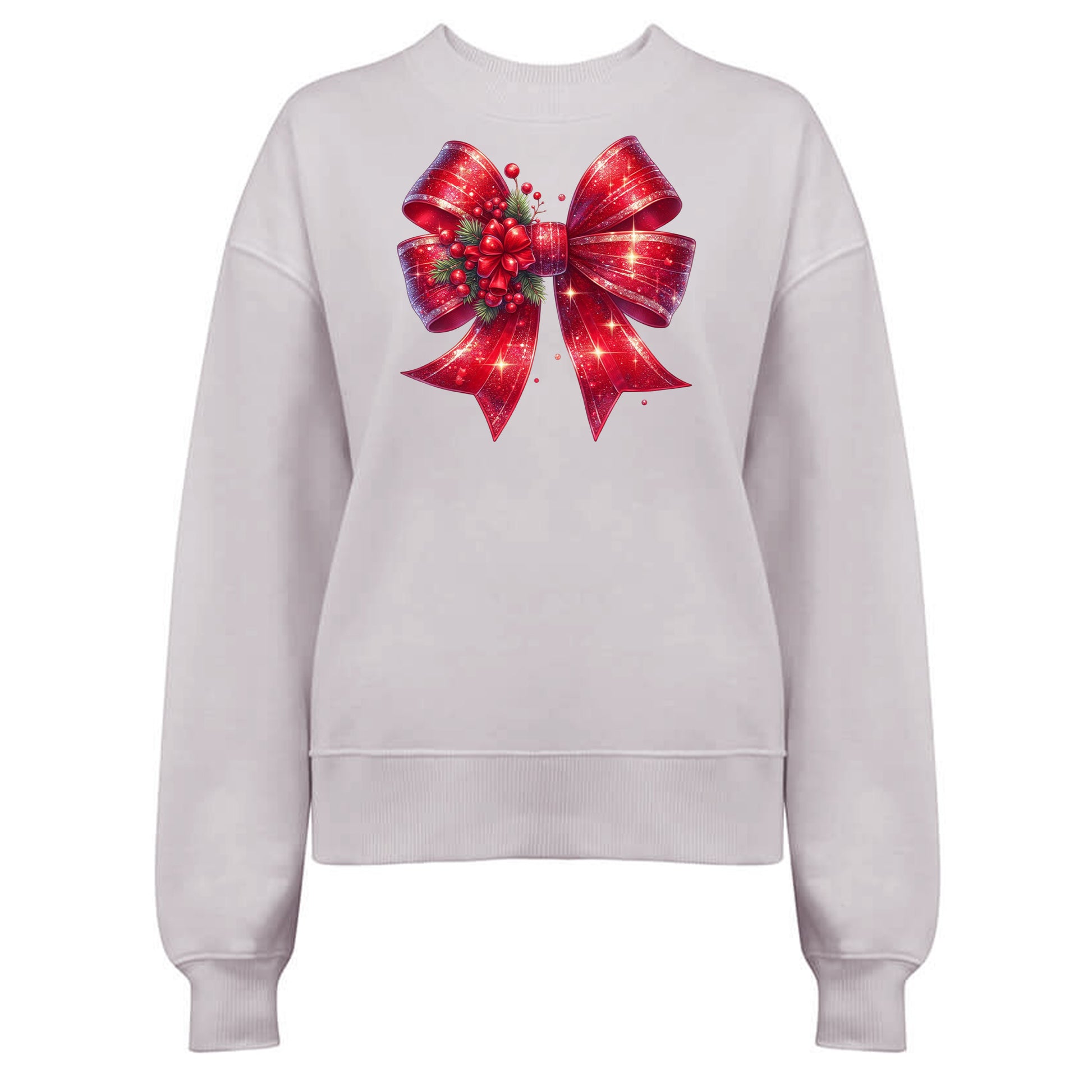 Röd Glittrig Jultröja med Mistletoe Rosett – För En Glittrande Jul-Lovely Text
