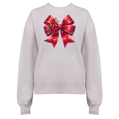 Röd Glittrig Jultröja med Mistletoe Rosett – För En Glittrande Jul-Lovely Text