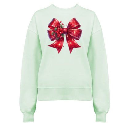 Röd Glittrig Jultröja med Mistletoe Rosett – För En Glittrande Jul-Lovely Text