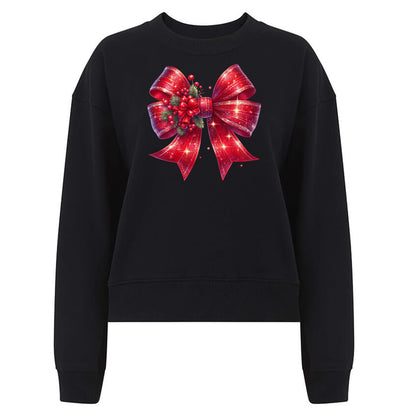Röd Glittrig Jultröja med Mistletoe Rosett – För En Glittrande Jul-Lovely Text