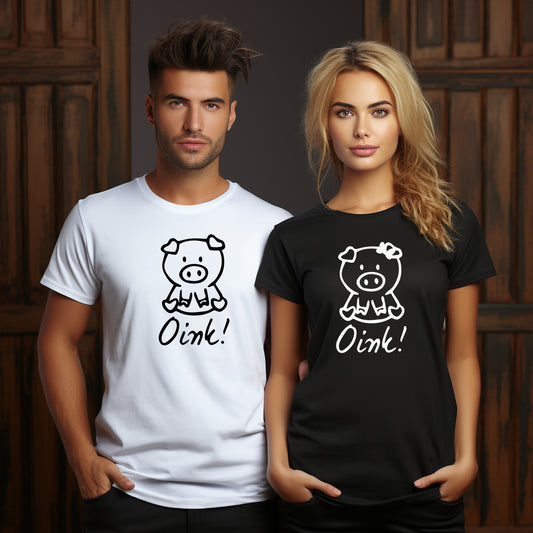 Oink Grisar – Matchande T-shirts för Par-Lovely Text