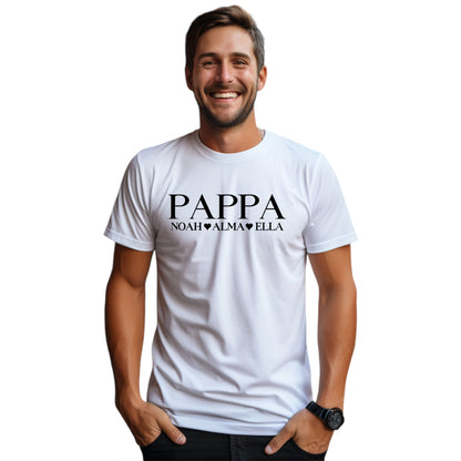 Pappa med Barnens Namn och Hjärta T-shirt-Lovely Text