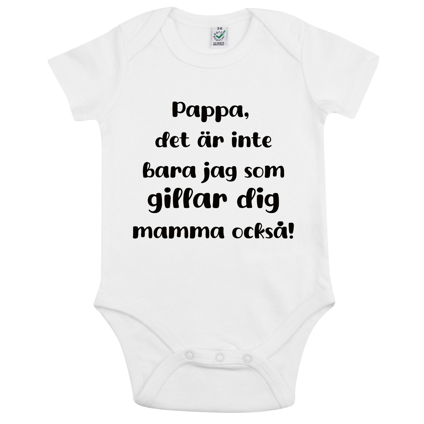 Babybody med kärlekshälsning – från mamma eller pappa-Lovely Text