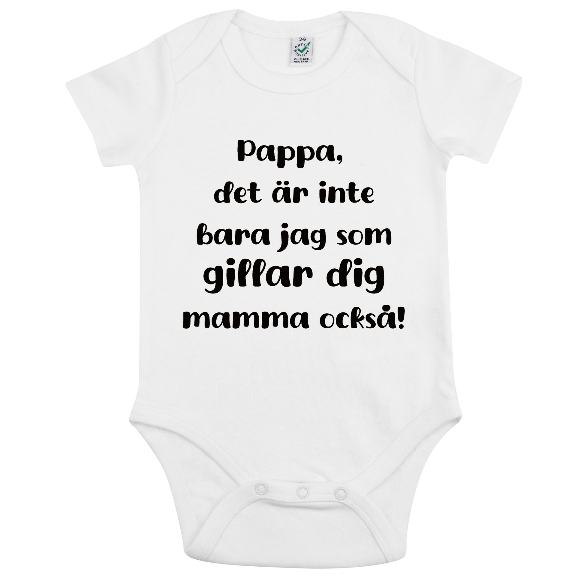 Babybody med kärlekshälsning – från mamma eller pappa-Lovely Text