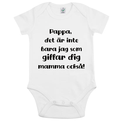 Babybody med kärlekshälsning – från mamma eller pappa-Lovely Text