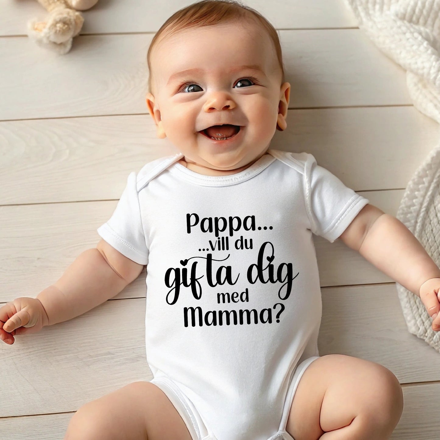 Ställ den stora frågan – babybody till mamma eller pappa-Lovely Text