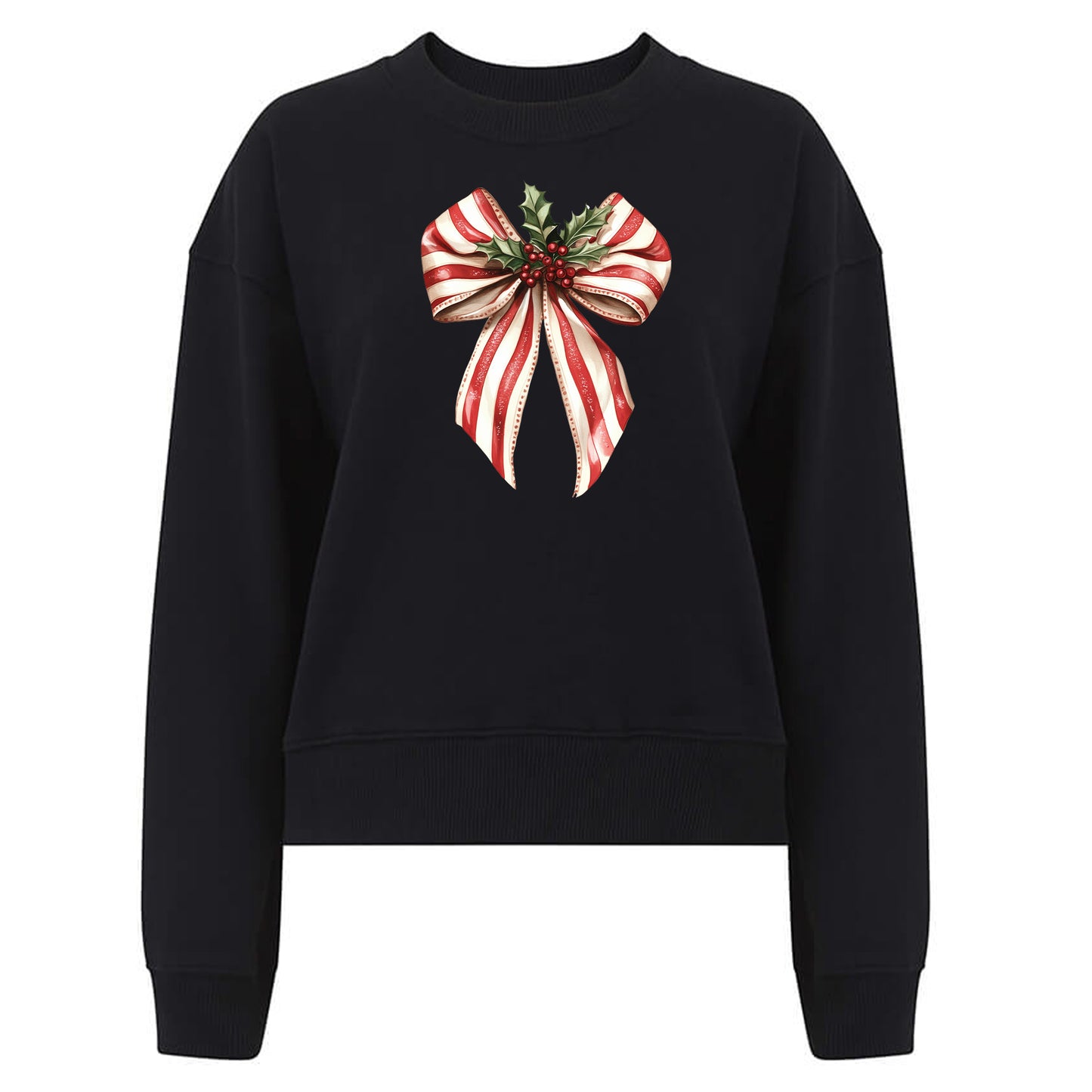 Jultröja med Polkagris Rosett och Mistletoe – En Söt Jullook-Lovely Text