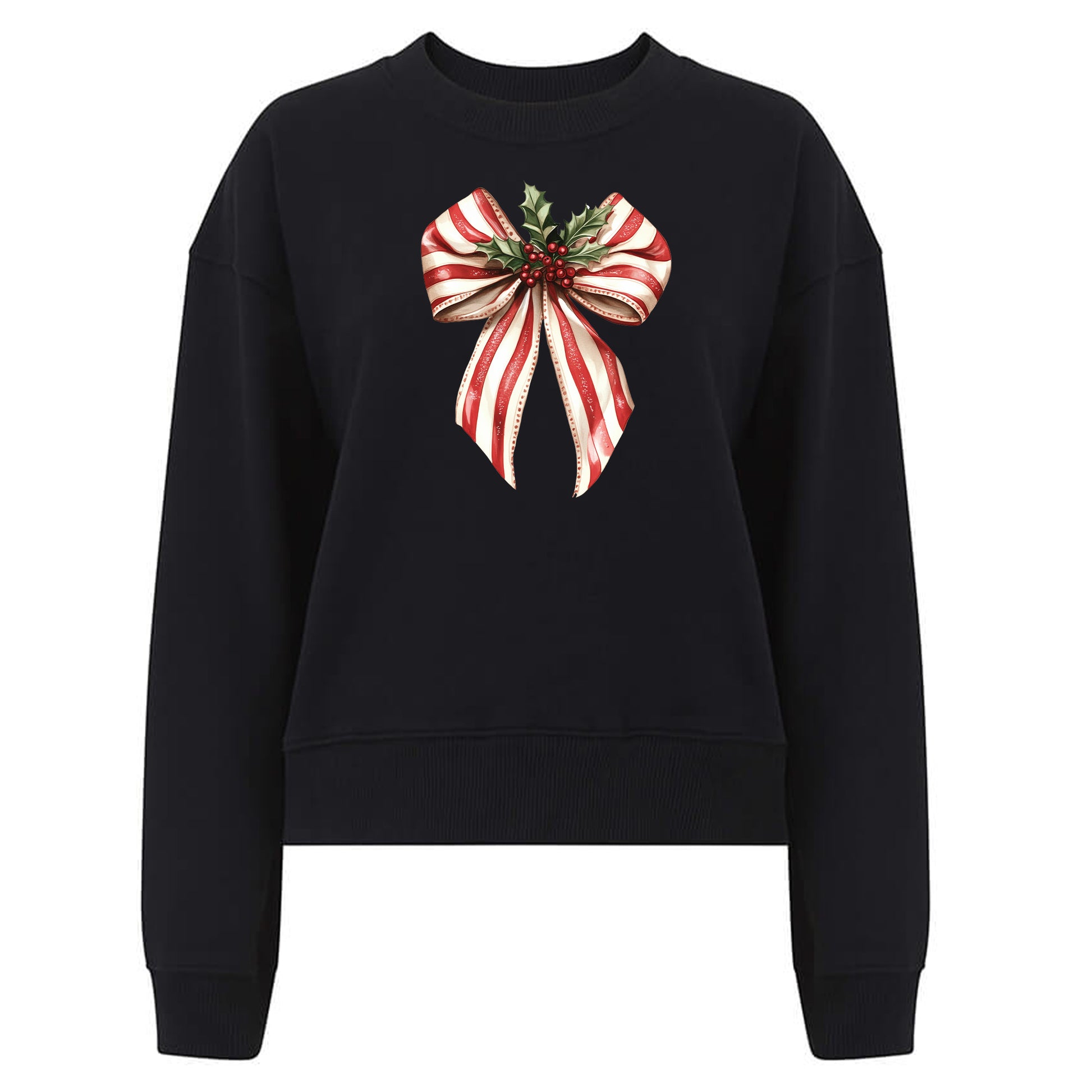 Jultröja med Polkagris Rosett och Mistletoe – En Söt Jullook-Lovely Text