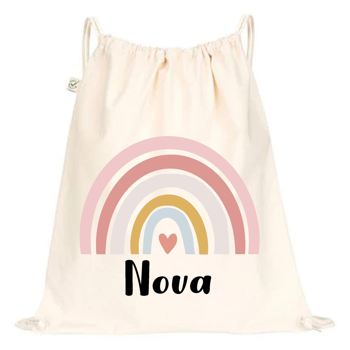 Personlig Gympapåse med Pastell Regnbåge och Namn-Lovely Text