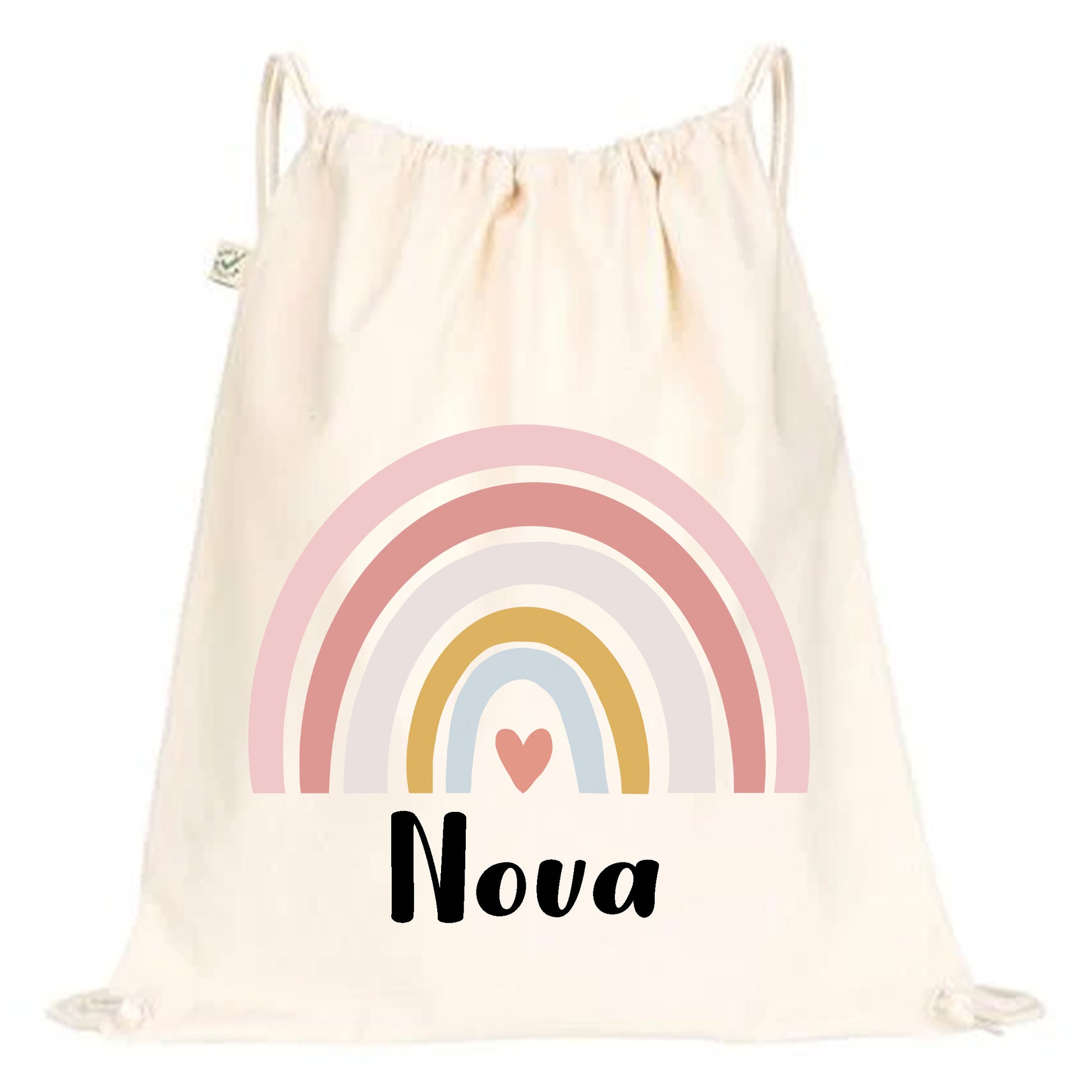 Personlig Gympapåse med Pastell Regnbåge och Namn-Lovely Text