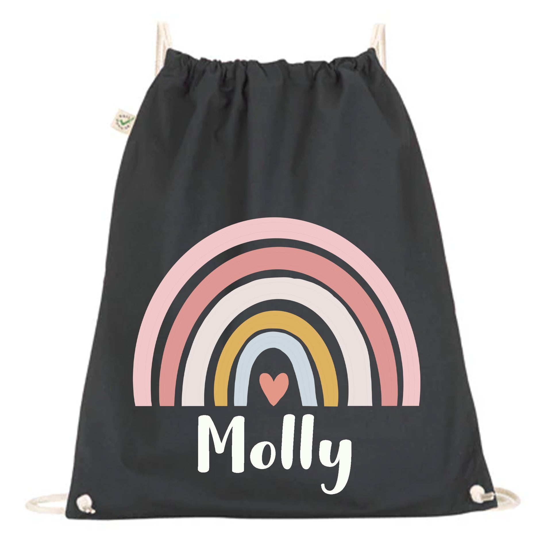 Personlig Gympapåse med Pastell Regnbåge och Namn-Lovely Text