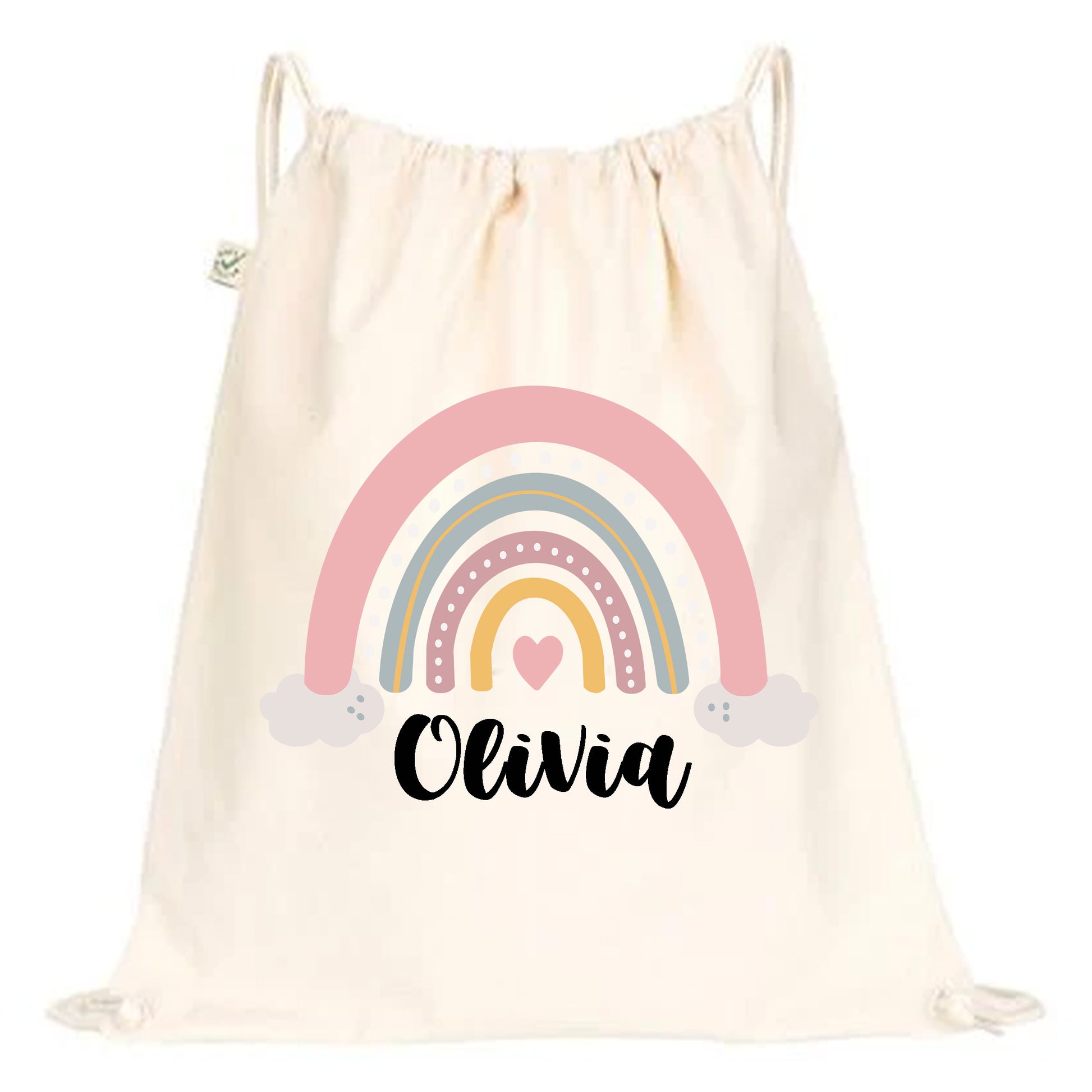 Gympapåse Regnbåge Moln med Personligt Namn-Lovely Text