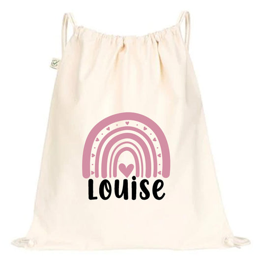 Personlig Gympapåse med Regnbåge och Namn-Lovely Text