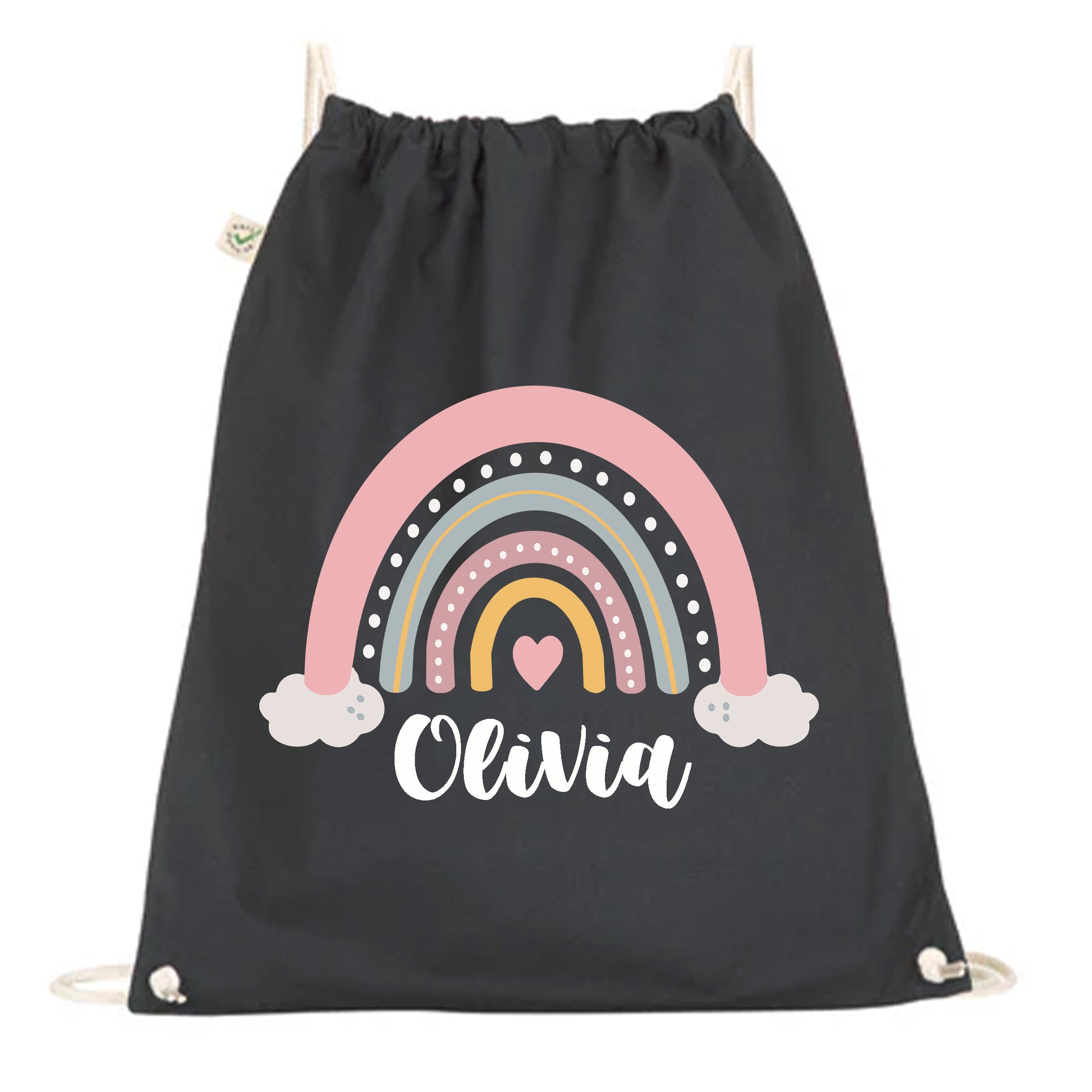 Gympapåse Regnbåge Moln med Personligt Namn-Lovely Text