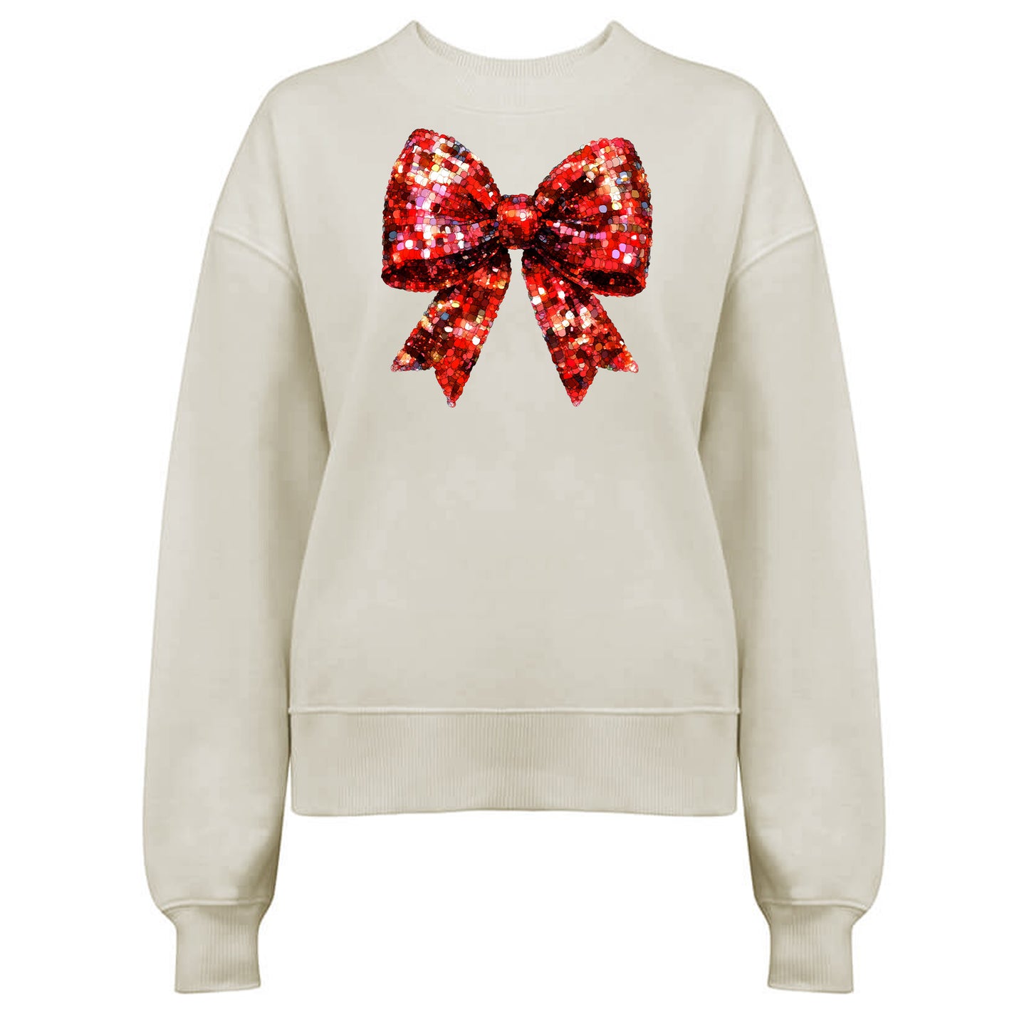 Jultröja med Glittrig Röd Rosett – Fyll Julen Med Glitter-Lovely Text