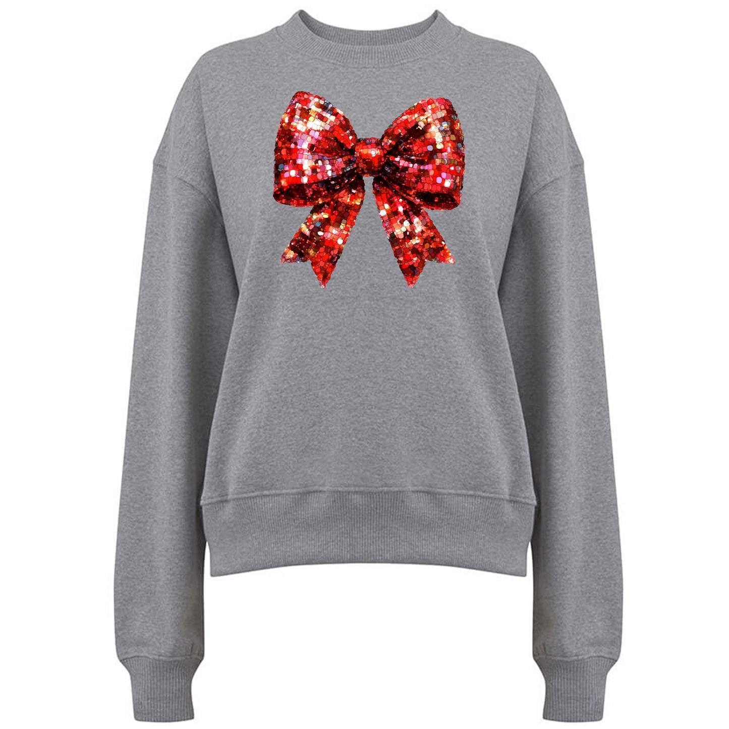 Jultröja med Glittrig Röd Rosett – Fyll Julen Med Glitter-Lovely Text
