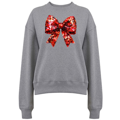 Jultröja med Glittrig Röd Rosett – Fyll Julen Med Glitter-Lovely Text