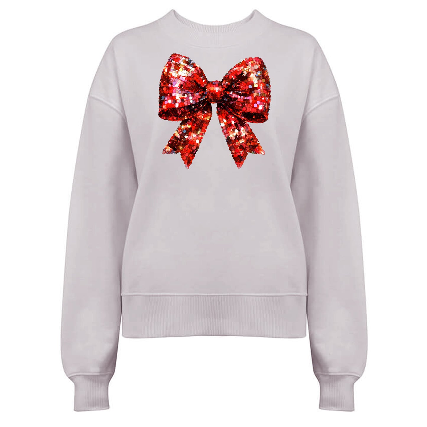 Jultröja med Glittrig Röd Rosett – Fyll Julen Med Glitter-Lovely Text