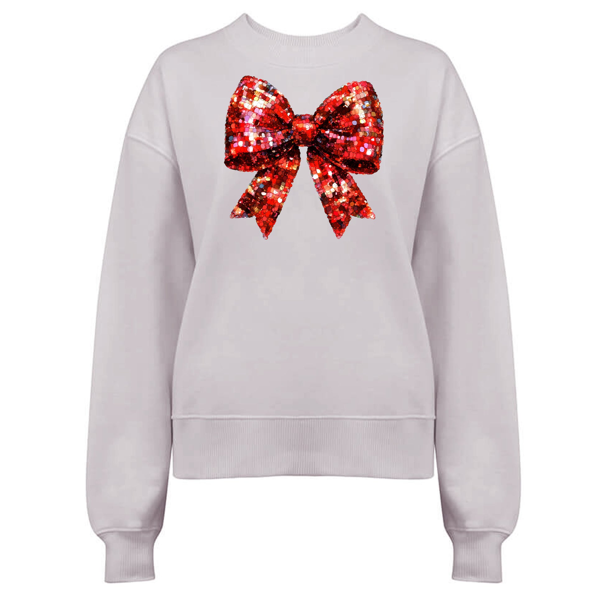 Jultröja med Glittrig Röd Rosett – Fyll Julen Med Glitter-Lovely Text